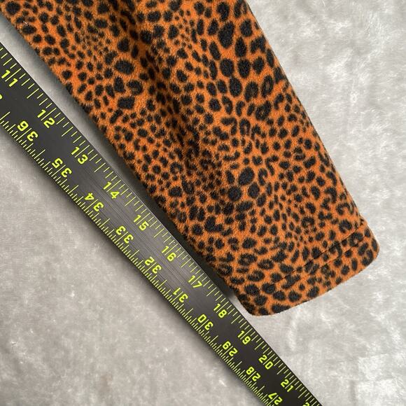 Lands End Fleece Pullover Womens Small 6-8 Leopard Print 1/4 Zip Orange Sweater - Picture 5 of 9